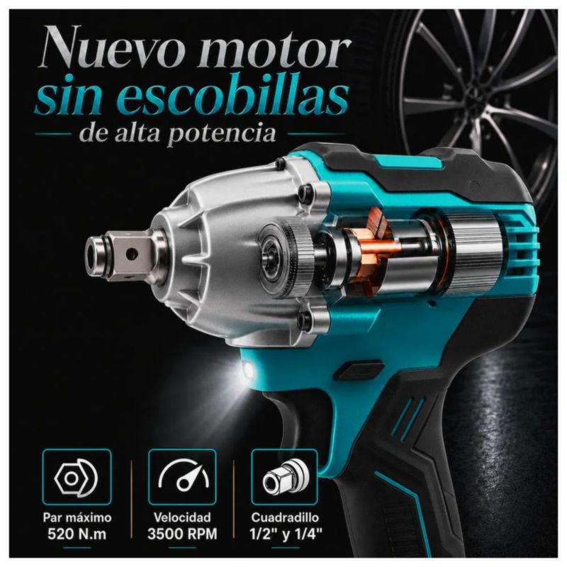 Taladro tornillador Inalámbrico Juego Llaves Impacto azul 2 pz, Color Azul