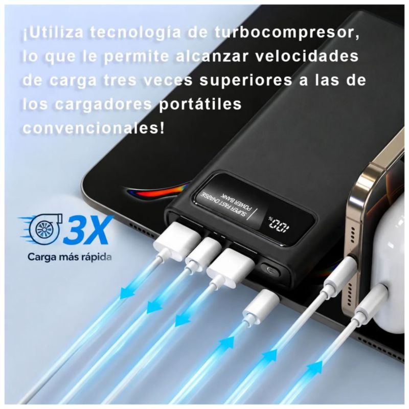Power Bank 20000mah Batería Portátil 66w Carga Rápida, Color Negro