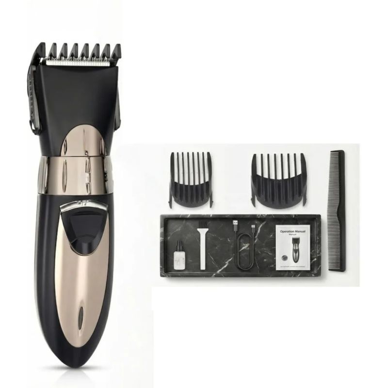 Rasuradora Eléctrica para Hombre, Máquina Cortar Cabello y Vello Corporal con Cuchilla Segura Anti-Cortes Color Negro