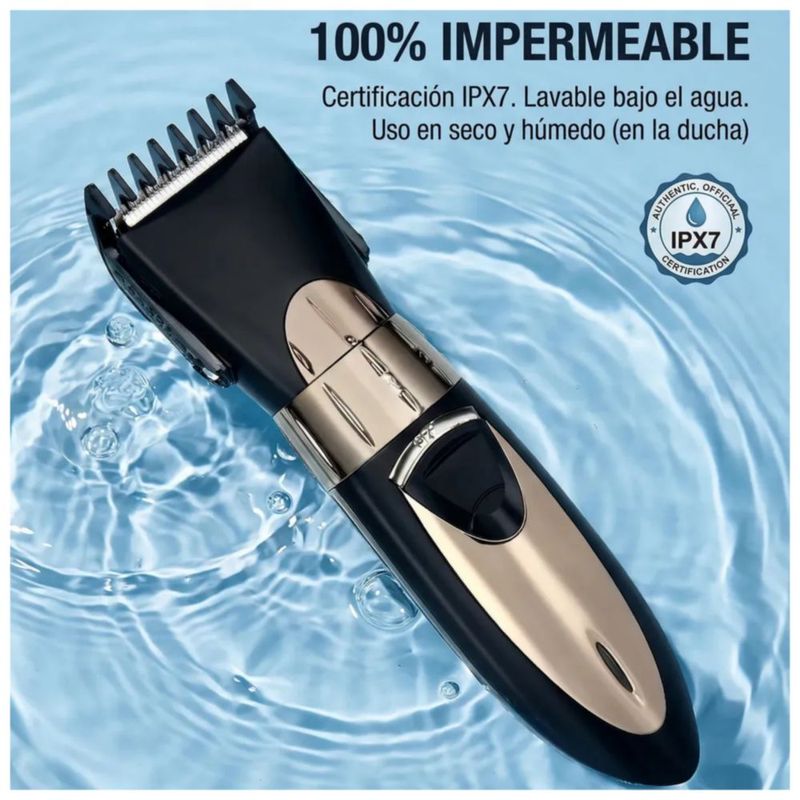 Rasuradora Eléctrica para Hombre, Máquina Cortar Cabello y Vello Corporal con Cuchilla Segura Anti-Cortes Color Negro