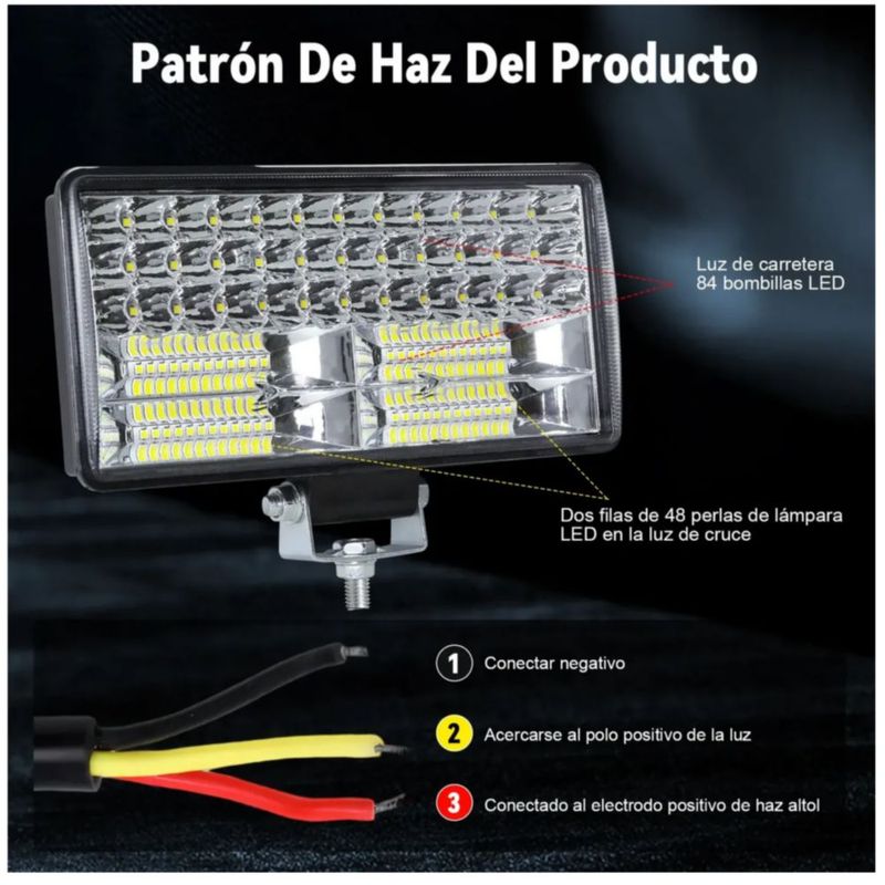Par Faros 9'' Auxiliares Alta Y Baja 250w Leds Triple-fila, Color Negro