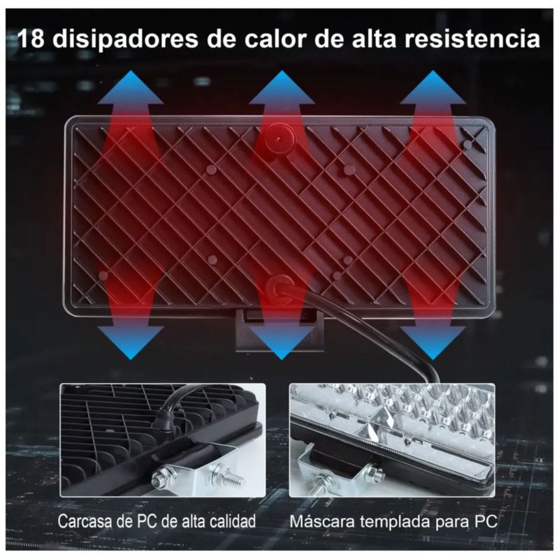 Par Faros 9'' Auxiliares Alta Y Baja 250w Leds Triple-fila, Color Negro