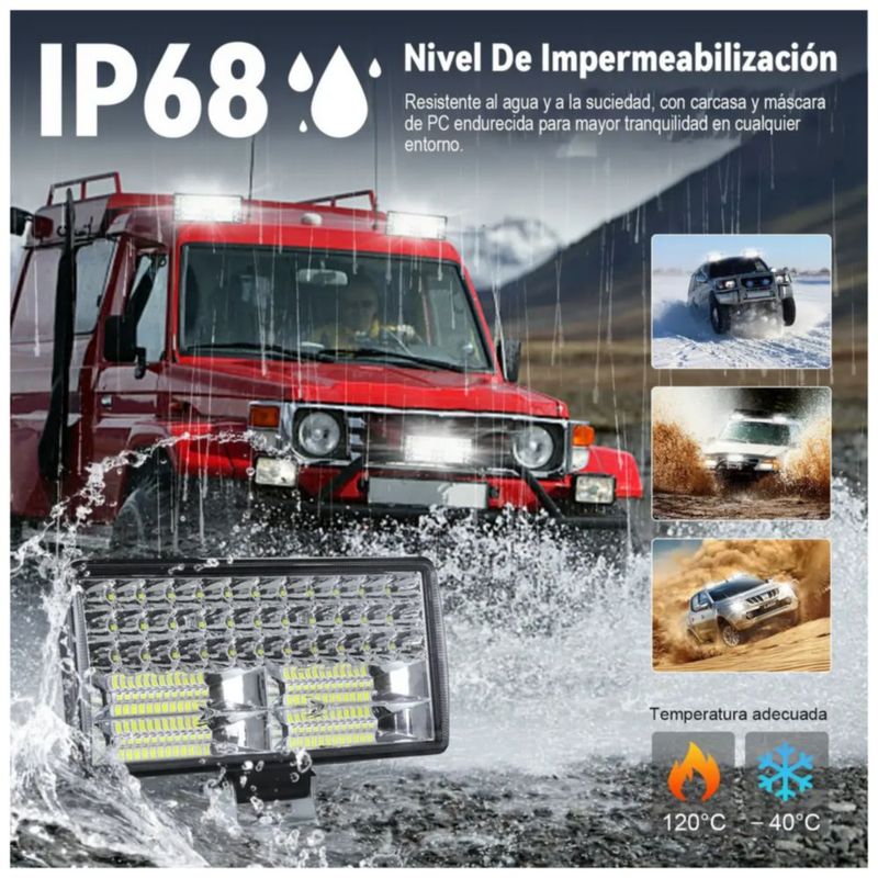Par Faros 9'' Auxiliares Alta Y Baja 250w Leds Triple-fila, Color Negro