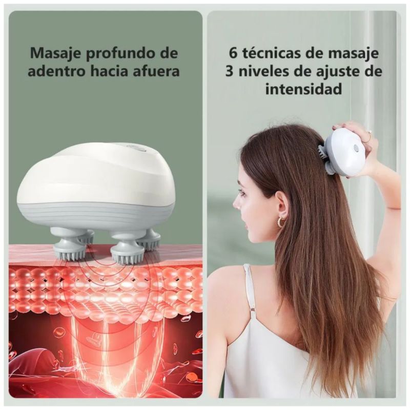Mini Masajeador De Cabeza Portátil Recargable, Color Blanco