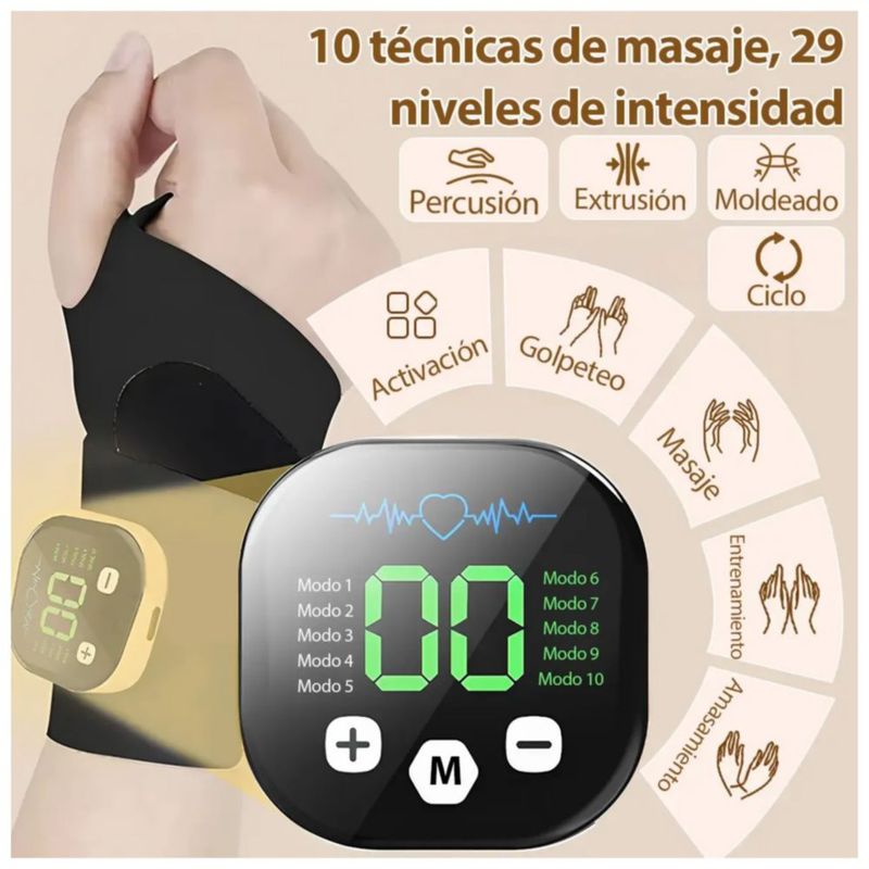 Masajeador Eléctrico Portátil Manos 29 Niveles Alivia Dolores, Color Blanco