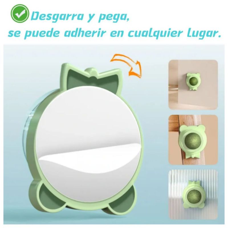 Bola Giratoria Con Hierba Gatera Para Gato Para Aliviar El Estrés De Gatos 4 PZ Color Verde