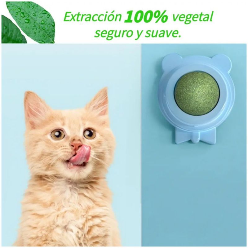 Bola Giratoria Con Hierba Gatera Para Gato Para Aliviar El Estrés De Gatos 4 PZ Color Verde