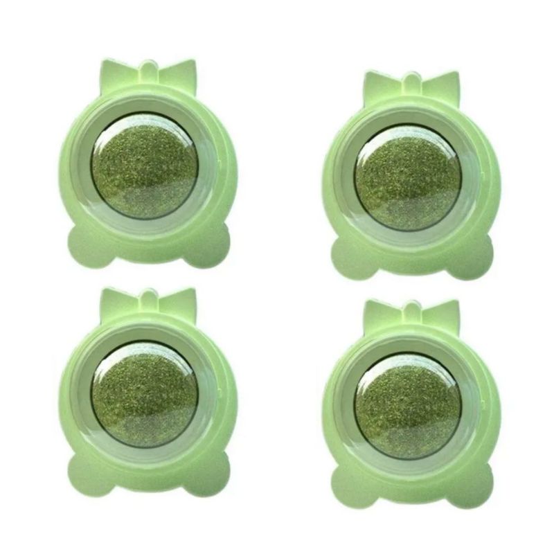 Bola Giratoria Con Hierba Gatera Para Gato Para Aliviar El Estrés De Gatos 4 PZ Color Verde