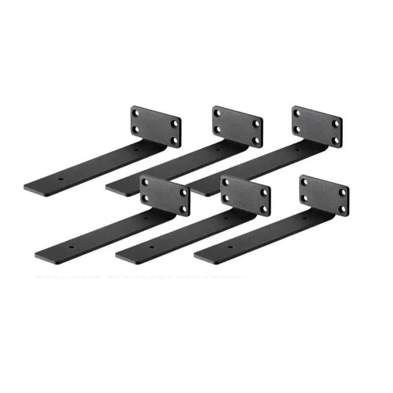 6 Pcs 30cm Mensulas Para Repisa Flotante Tipo T Soportes, Color Negro