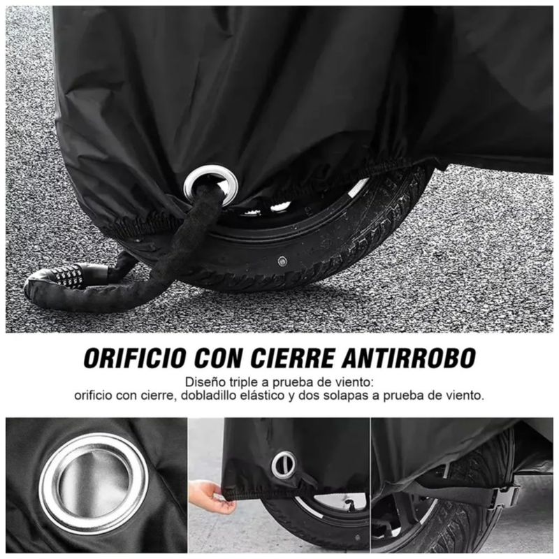 Funda Motocicleta Impermeable Grueso, Color Negro Camuflaje
