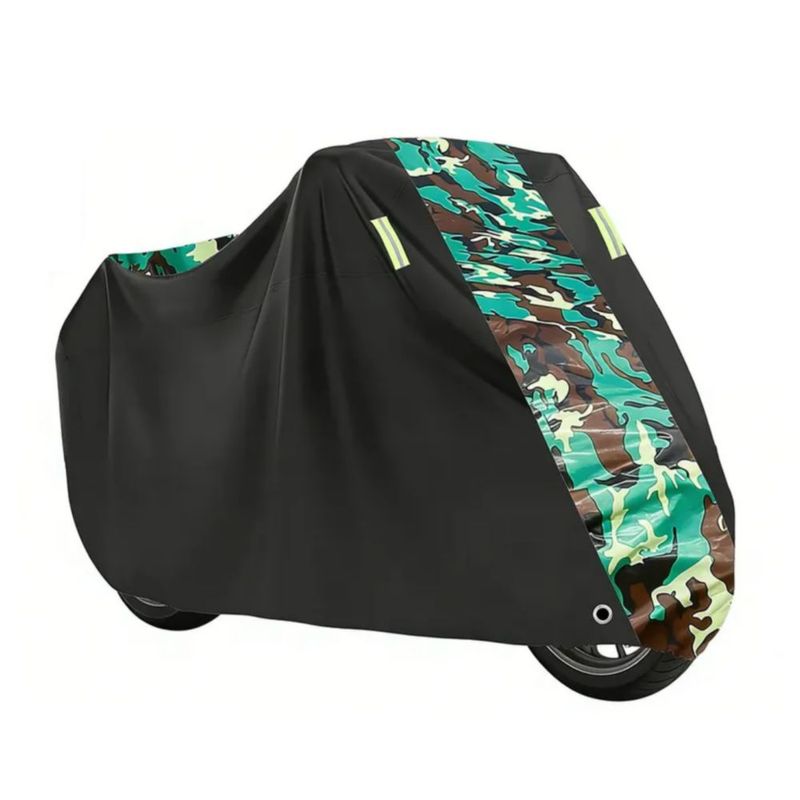 Funda Motocicleta Impermeable Grueso, Color Negro Camuflaje