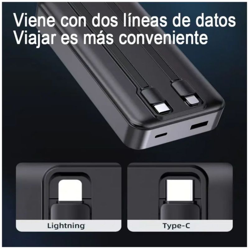 Power Bank Batería Portátil 32000mah Pd66w/3a Carga Rápida, Color Negro
