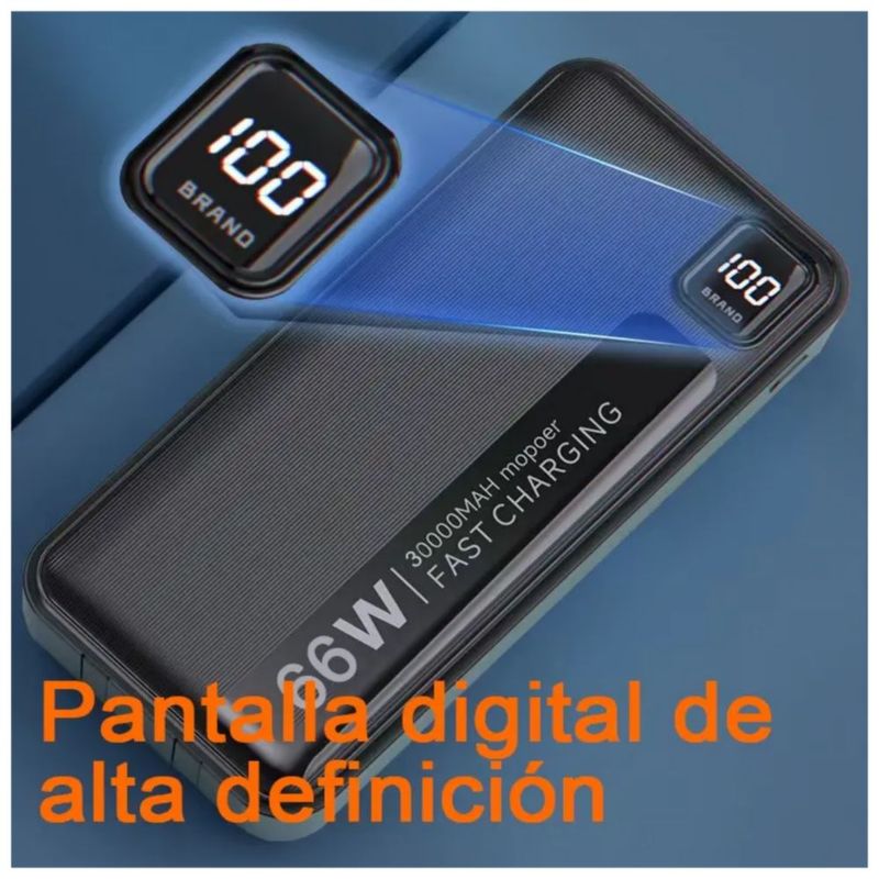 Power Bank Batería Portátil 32000mah Pd66w/3a Carga Rápida, Color Negro