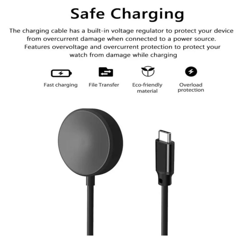 Type C Cargador Para Samsung Galaxy Watch 8 7 6 5 4 Ultra Fe Color Negro