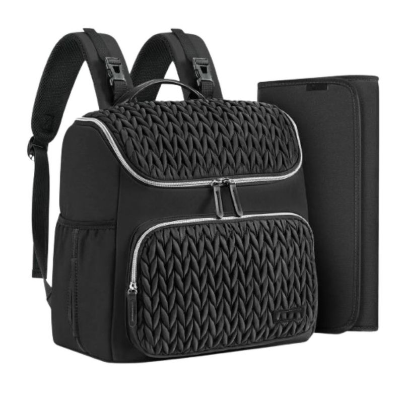 Mochila Pañalera Portátil  con Cambiador Color Negro