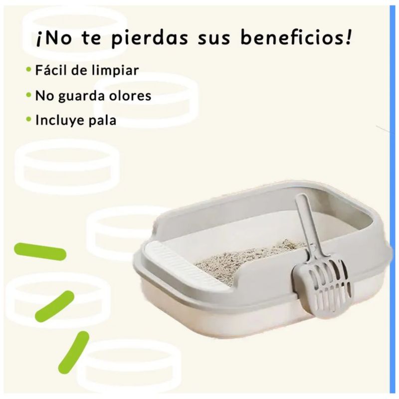 Arenero Grande Para Gato Con Extensión Y Pala 52x36x16cm Color Gris