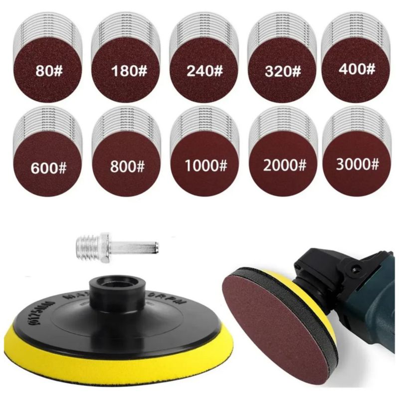 100pzs Discos De Lija Taladro Esmeril Adaptador 4 Pulgada, Color Rojo