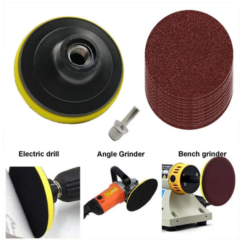 100pzs Discos De Lija Taladro Esmeril Adaptador 4 Pulgada, Color Rojo