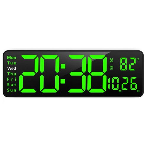 Reloj De Pared Digital Led Decorativo Con Termómetro, Color Negro