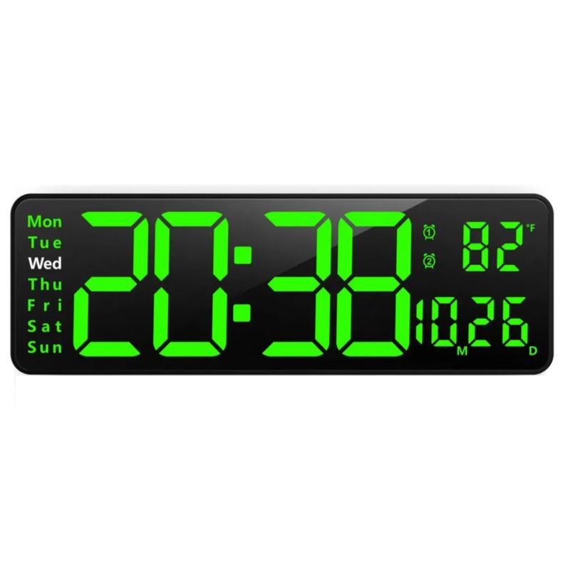 Reloj De Pared Digital Led Decorativo Con Termómetro, Color Negro