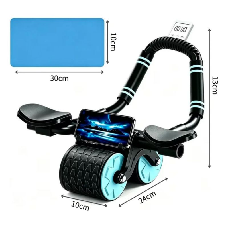 Ejercicio Abs Roller Rebote Automático Con Temporizador, Color Negro y Azul