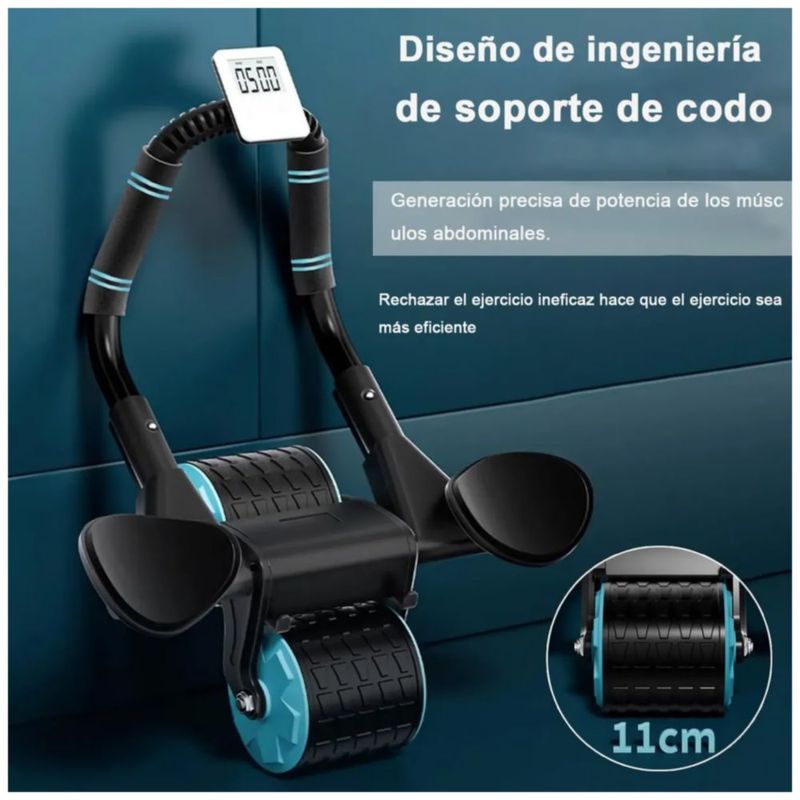 Ejercicio Abs Roller Rebote Automático Con Temporizador, Color Negro y Azul