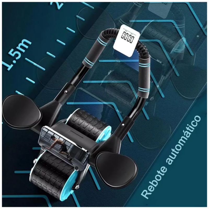 Ejercicio Abs Roller Rebote Automático Con Temporizador, Color Negro y Azul