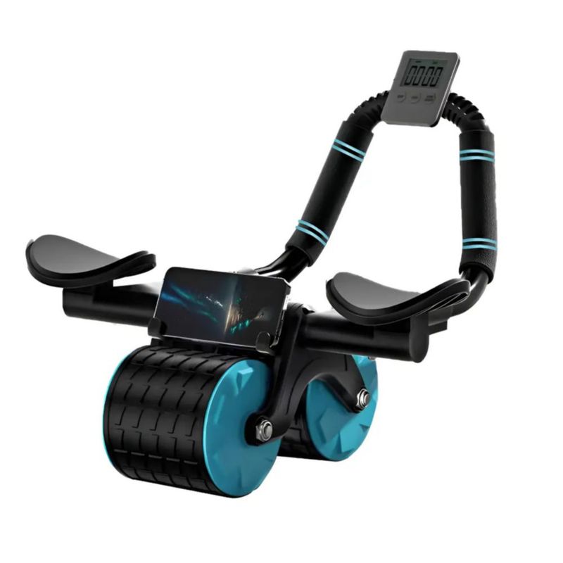 Ejercicio Abs Roller Rebote Automático Con Temporizador, Color Negro y Azul