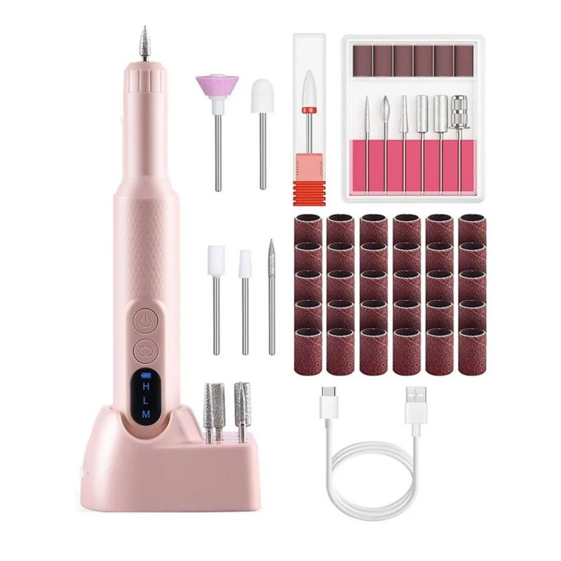 Pulidor Esmeril Uñas Taladro Para Uñas Inalámbrico, Color Rosa