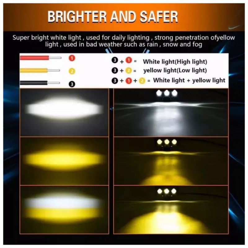 2pzs Faros Auxiliares 4 Modos Doble Color Led Para Auto Moto, Color Negro