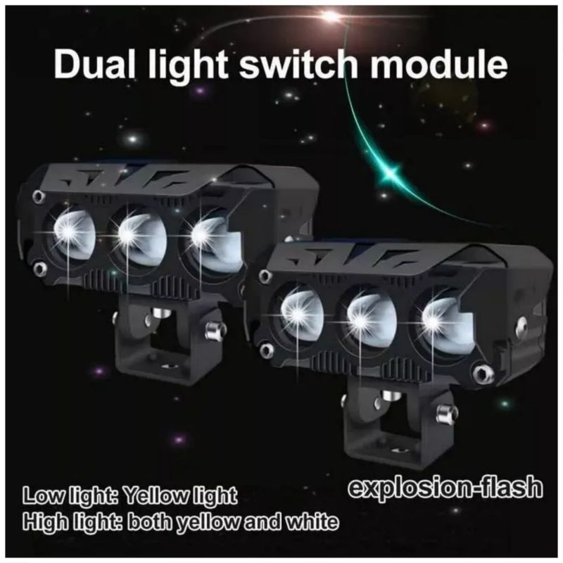 2pzs Faros Auxiliares 4 Modos Doble Color Led Para Auto Moto, Color Negro