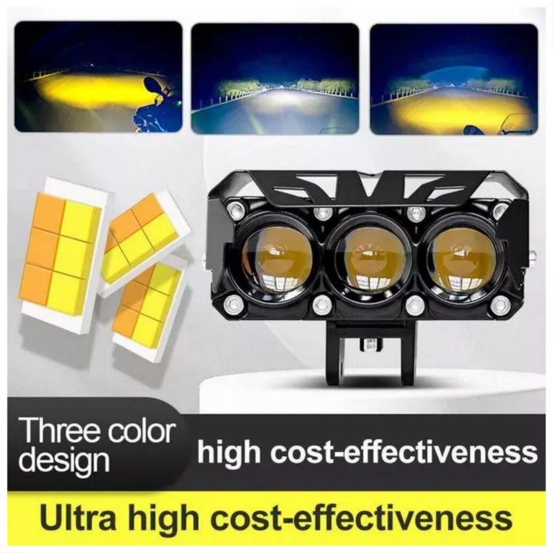 2pzs Faros Auxiliares 4 Modos Doble Color Led Para Auto Moto, Color Negro