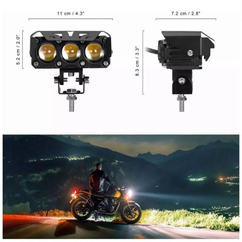 2pzs Faros Auxiliares 4 Modos Doble Color Led Para Auto Moto, Color Negro