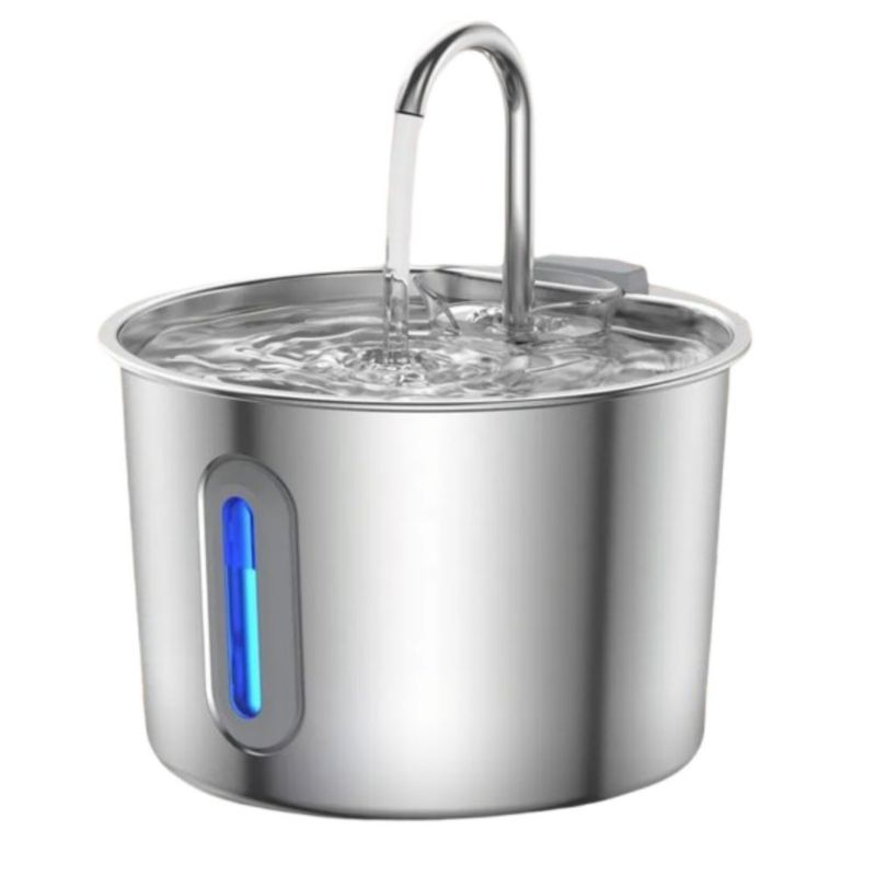 Bebedero Fuente Gatos Perros Acero Inoxidable Automático 2l, Color Plata