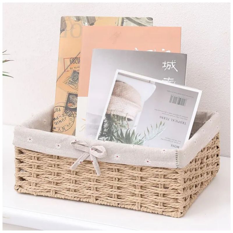 3 Cestas De Almacenamiento De Mimbre Tejidas A Mano Estantes, Color Beige