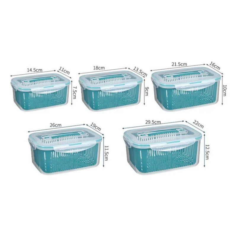 Recipientes De Almacenamiento Para Nevera 5 pzas, Azul/Transparente
