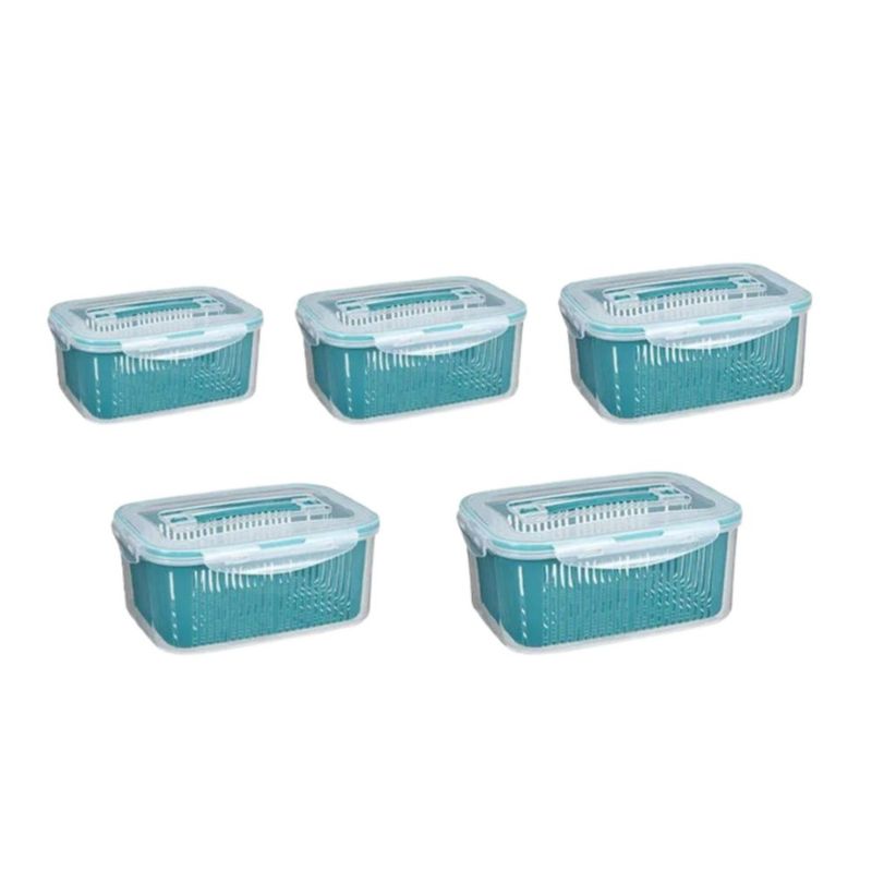 Recipientes De Almacenamiento Para Nevera 5 pzas, Azul/Transparente