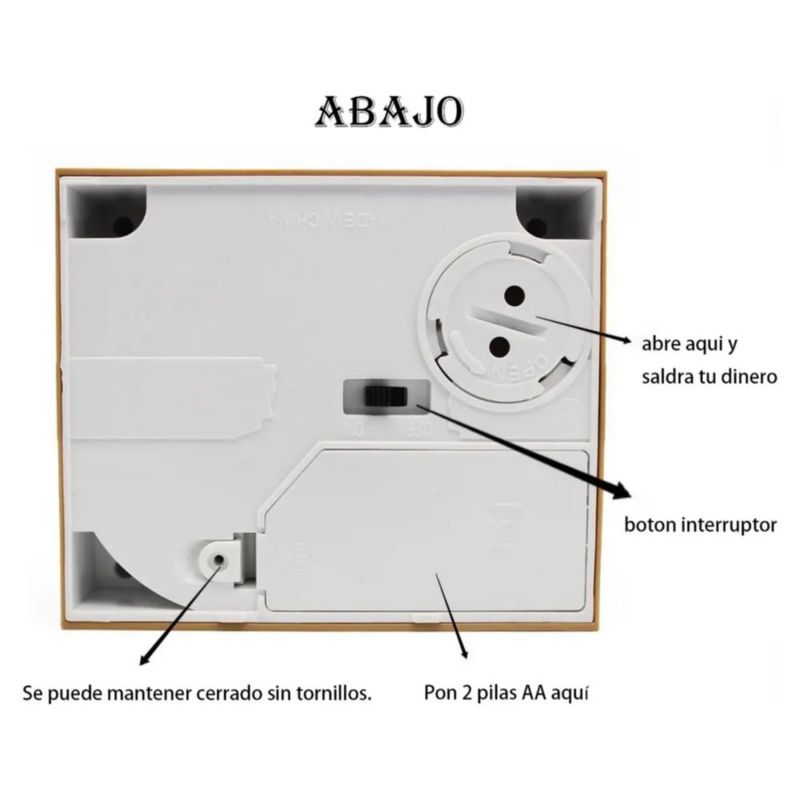 Alcancía Electrónica Juguete Caja, Color Café con dibujos de fresa