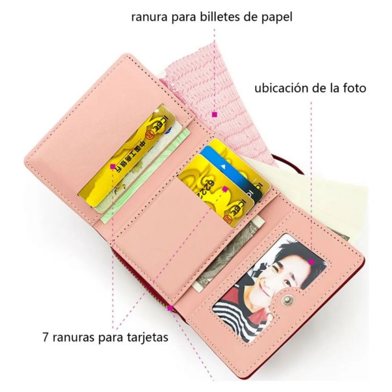 Cartera Billetera De Gran Capacidad Para Mujer, Color Morado