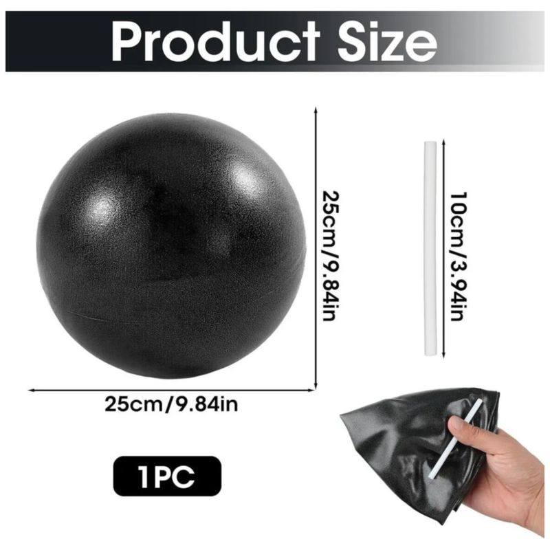 Mini Pelota Para Pilates Yoga De 25 Cm Ejercicio, Color  Negro