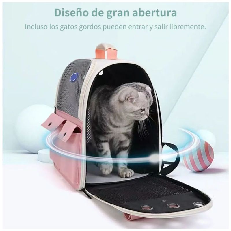 Mochila Transportadora Mascotas, Color Rosa/Beige