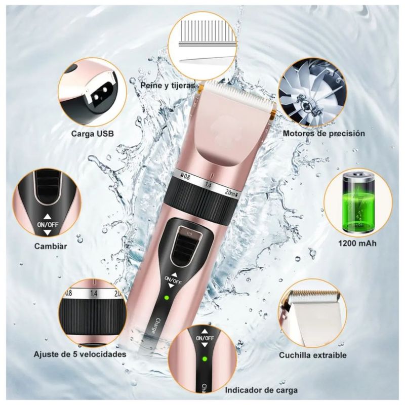 Eléctrico Clipper Para Perros Y Gatos De Cuchillo De Pies, Color Rosa