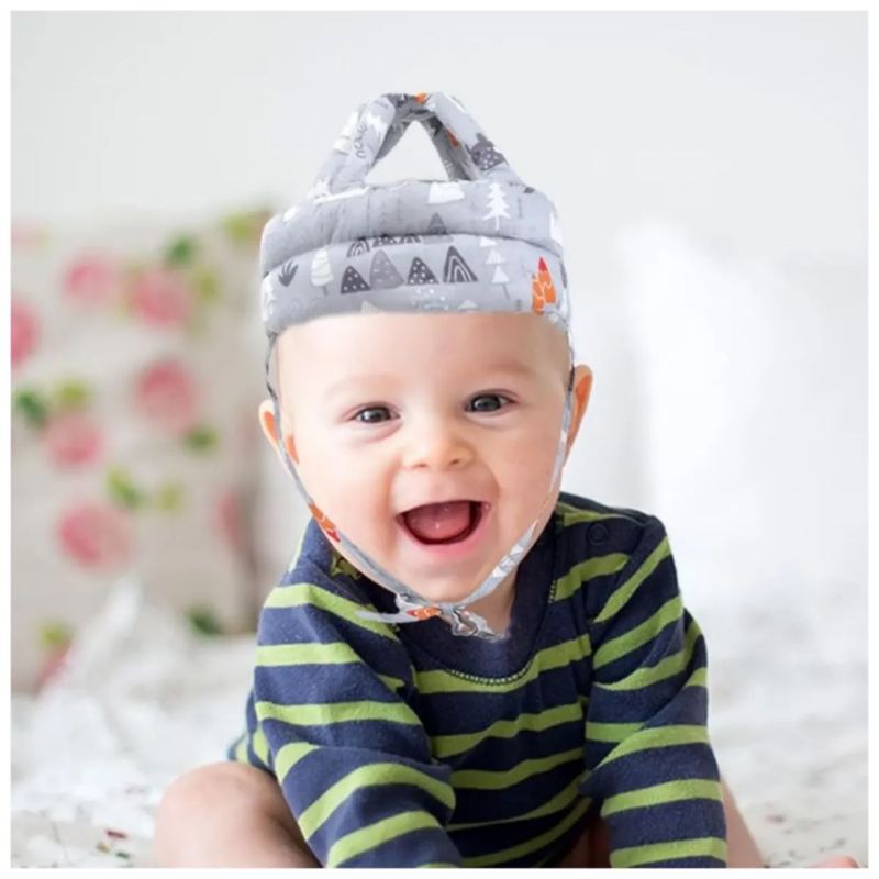 Gorro Protección Caídas Cascos Para Bebés, Color Gris