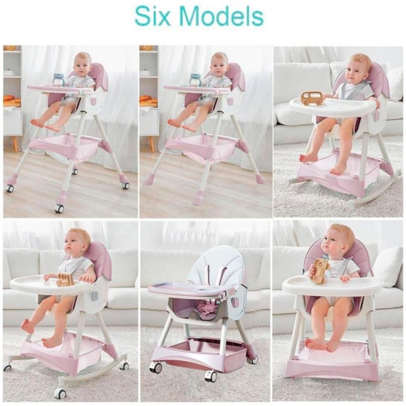 Silla periquera portátil y plegable, Color Rosa y Blanco
