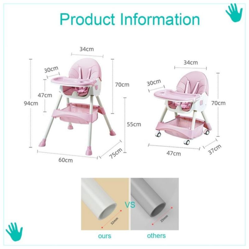 Silla periquera portátil y plegable, Color Rosa y Blanco