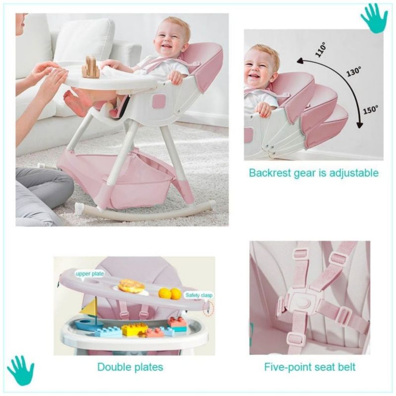 Silla periquera portátil y plegable, Color Rosa y Blanco