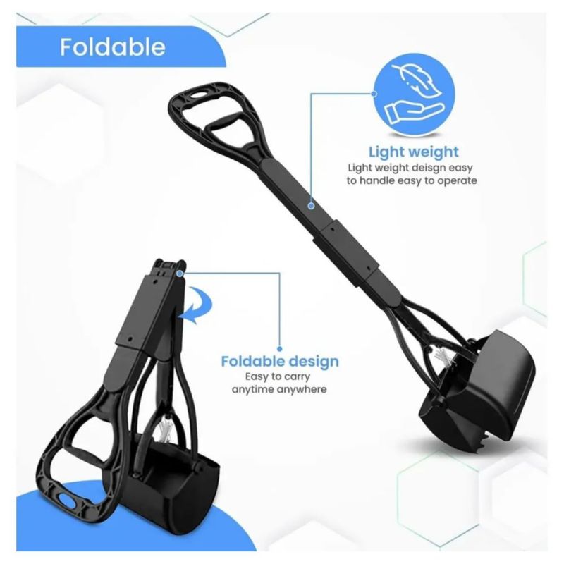 Recogedor De Heces Perro Grande Mascotas 60cm Color Negro