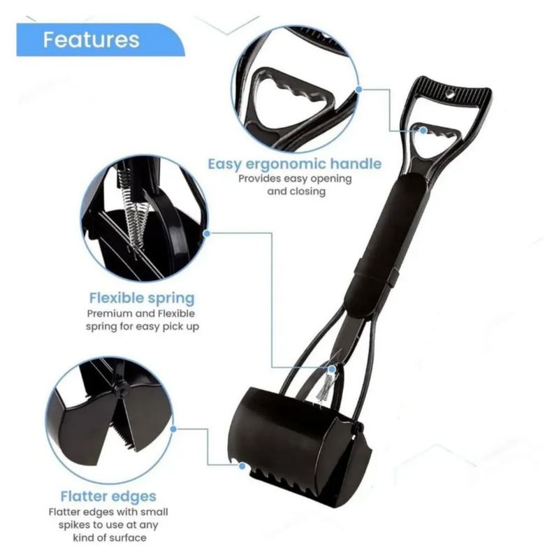Recogedor De Heces Perro Grande Mascotas 60cm Color Negro