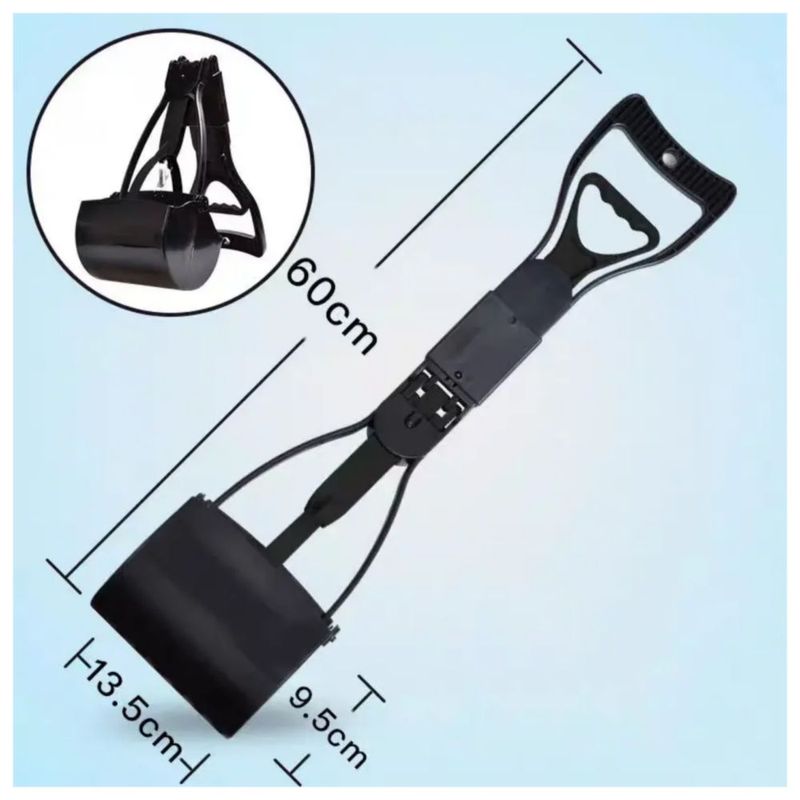 Recogedor De Heces Perro Grande Mascotas 60cm Color Negro