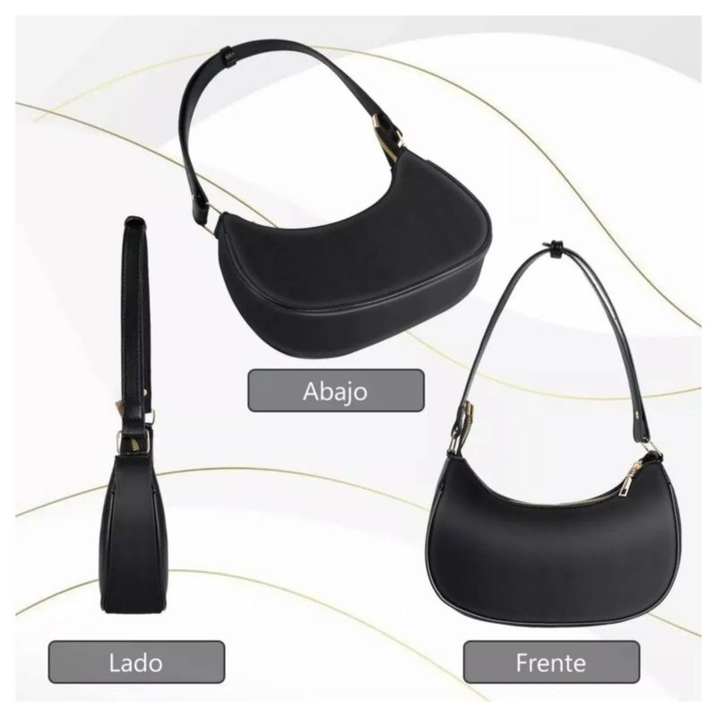 Bolso Bandolera Pequeño De Mujer, Color Negro Liso